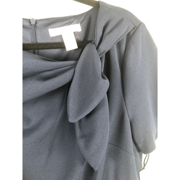 London Times Sheath Dress Petite Women's Size 12P Bow Neck Navy NEW - Picture 4 of 9